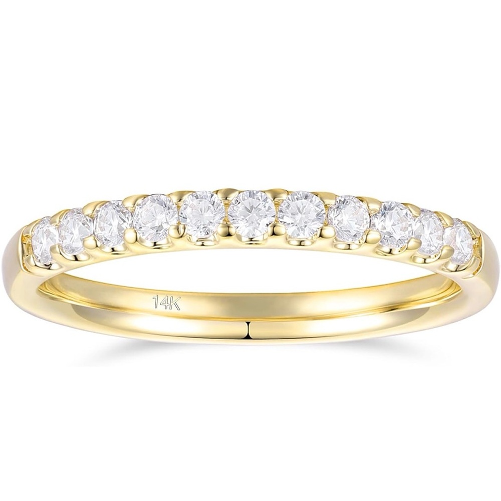 14K Gold Moissanite Wedding Bands 14K Gold Moissanite Rings 2mm Stacking Rings